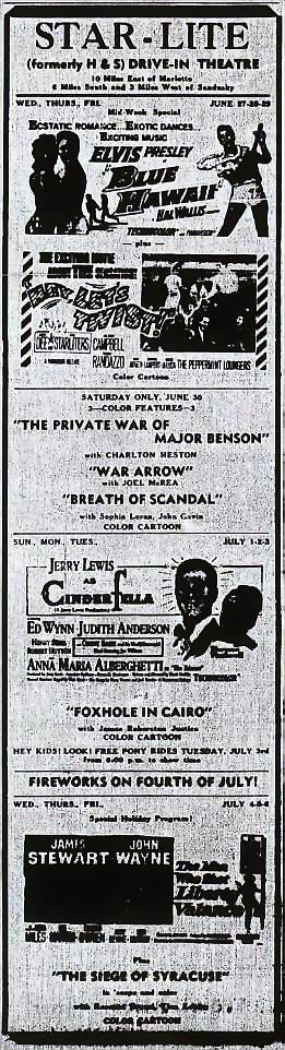 Starlite Drive-In - Starlite Ad June 28 1962 (newer photo)